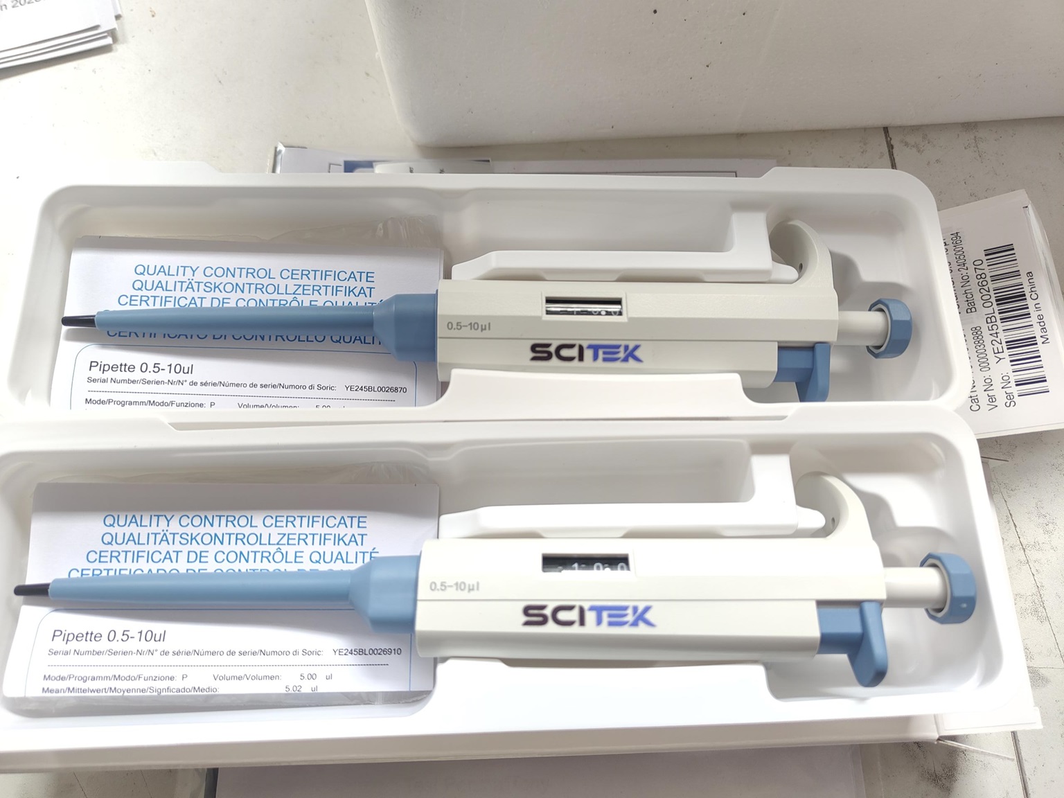 adjustable volume pipettes