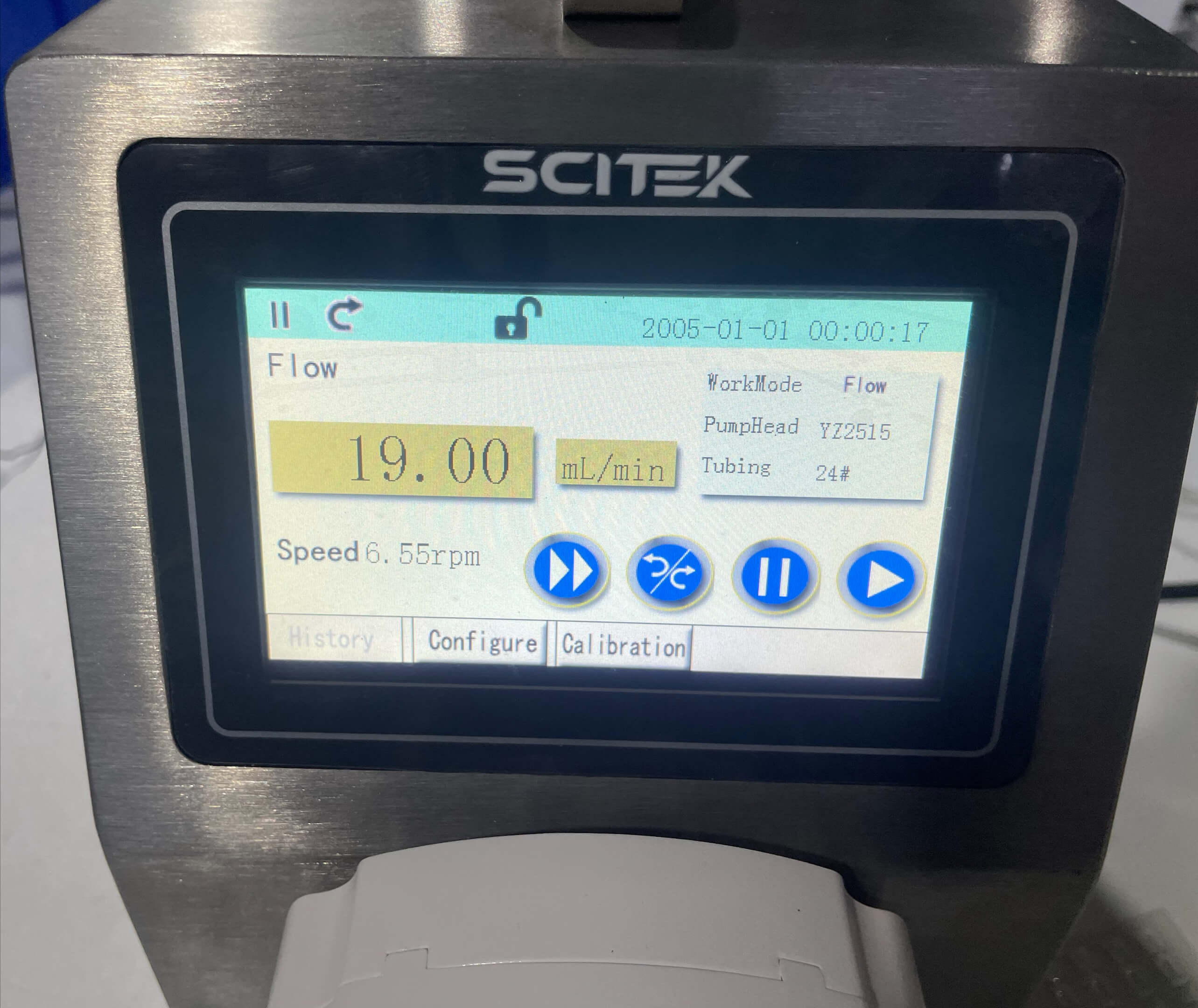 Dispensing Peristaltic Pump display